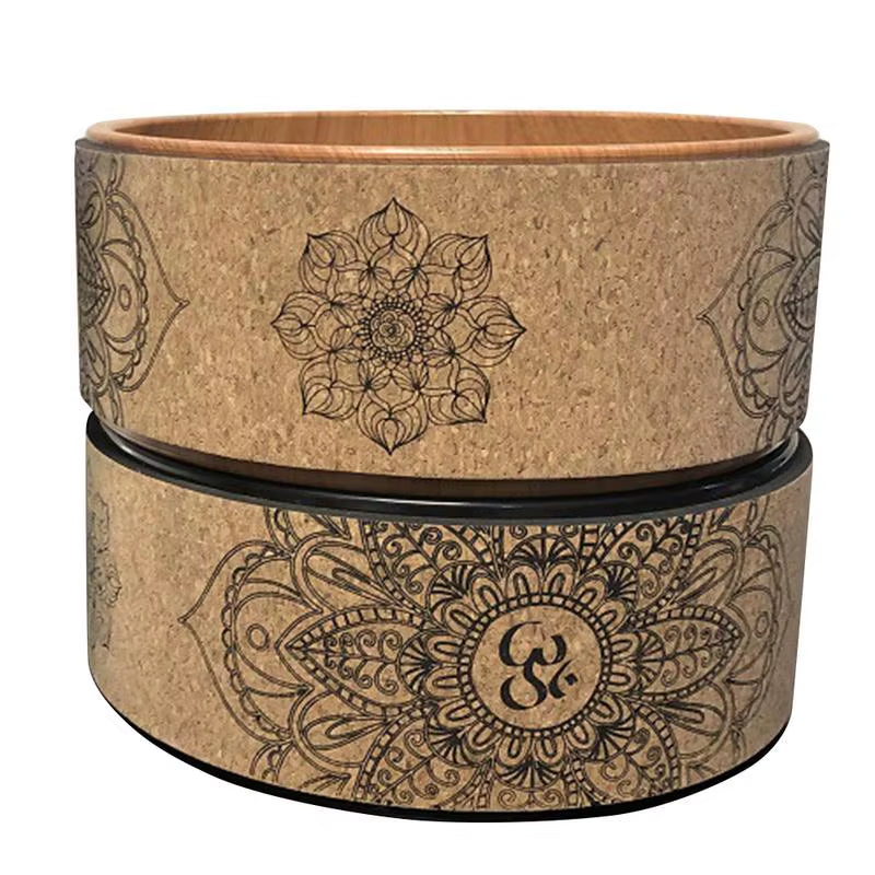 Natural Cork Yoga Wheel Fitness Wheel Hollow Improving Backbends Stretch Pilates Circle Yoga Accessories