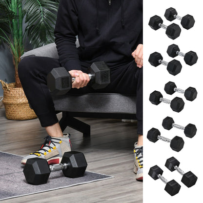 Rubber Dumbbell Sports Hex Weights Sets Home Gym Fitness Workout Exercise
