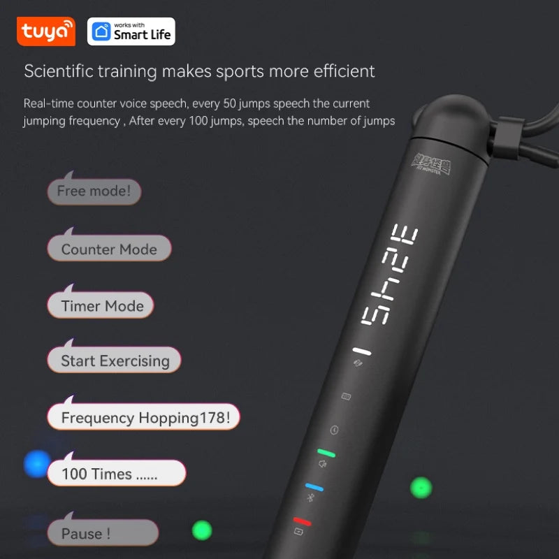 Tuya Smart Jump Rope,App Data Analysis,Workout Jump Ropes for Home Gym,Crossfit,Jumping Rope Counter for Exercise for Men, Women
