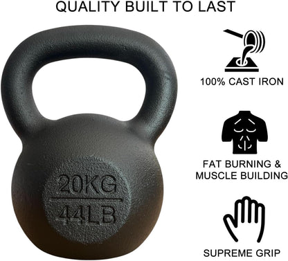 Cast Iron Kettlebell, 4Kg - 40Kg, Home Gym Training Equipment
