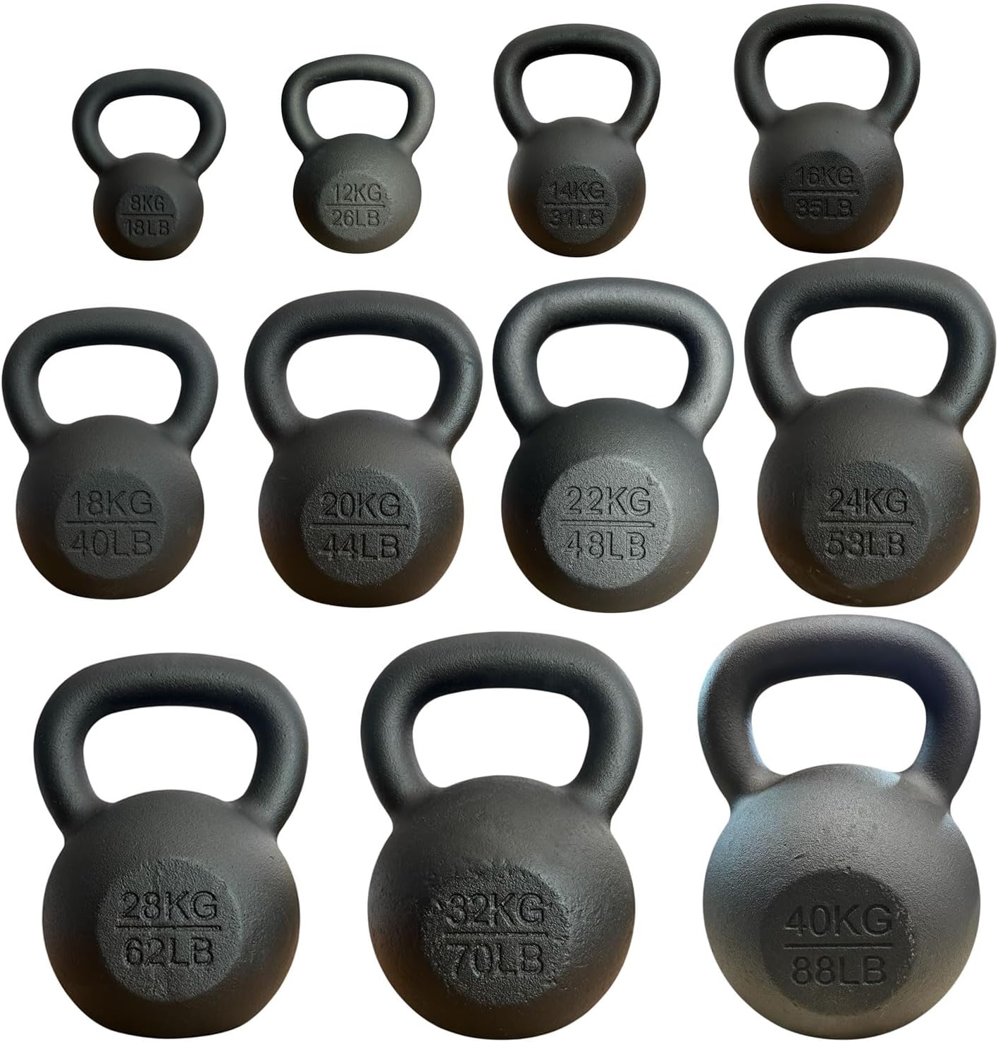 Cast Iron Kettlebell, 4Kg - 40Kg, Home Gym Training Equipment