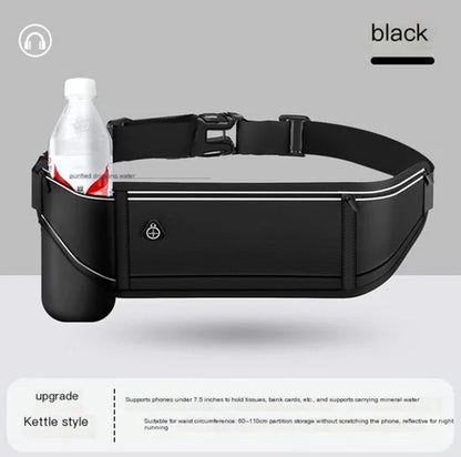 Zwarte Sport Heuptas Unisex Running Belt Hardloop Heuptas Met Verstelbare Tailleband Ritsvak Reflecterende Details En Waterfles Houder Geschikt Voor Telefoon Sleutels Pasjes En 500 Ml Fles Voor Hardlopen Fitness Wandelen