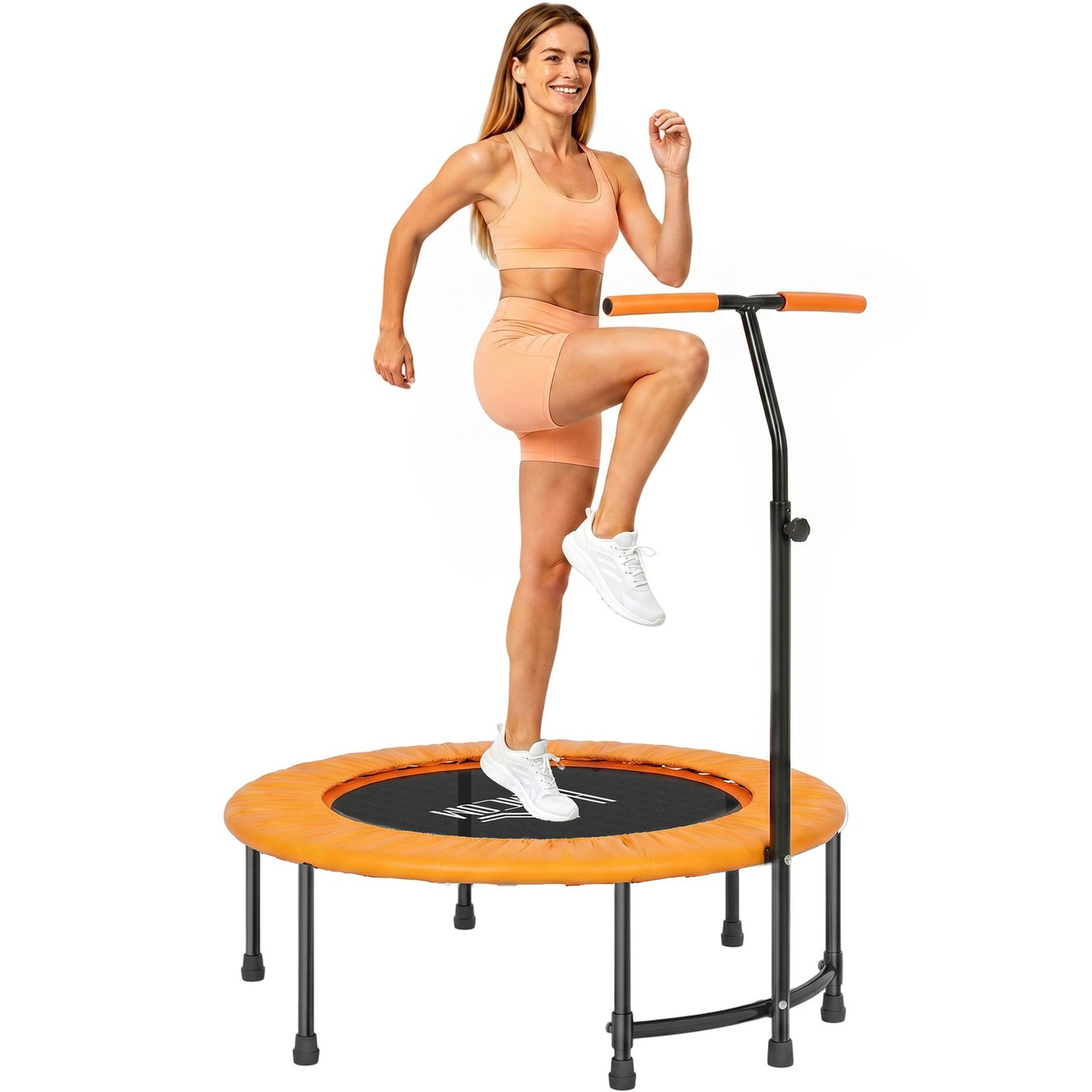40" Trampoline Rebounder, Rebounder Trampoline, with Adjustable Handle, Orange