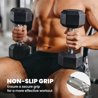 Rubber Dumbbell Sports Hex Weights Sets Home Gym Fitness Workout Exercise