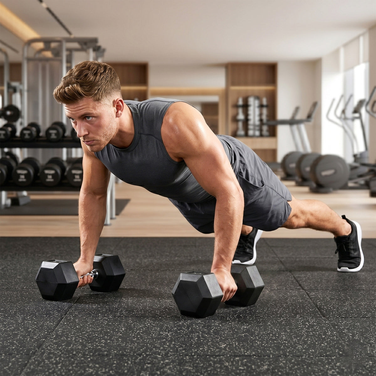 Rubber Dumbbell Sports Hex Weights Sets Home Gym Fitness Workout Exercise