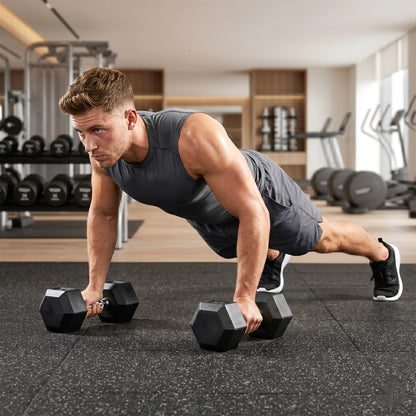 Rubber Dumbbell Sports Hex Weights Sets Home Gym Fitness Workout Exercise