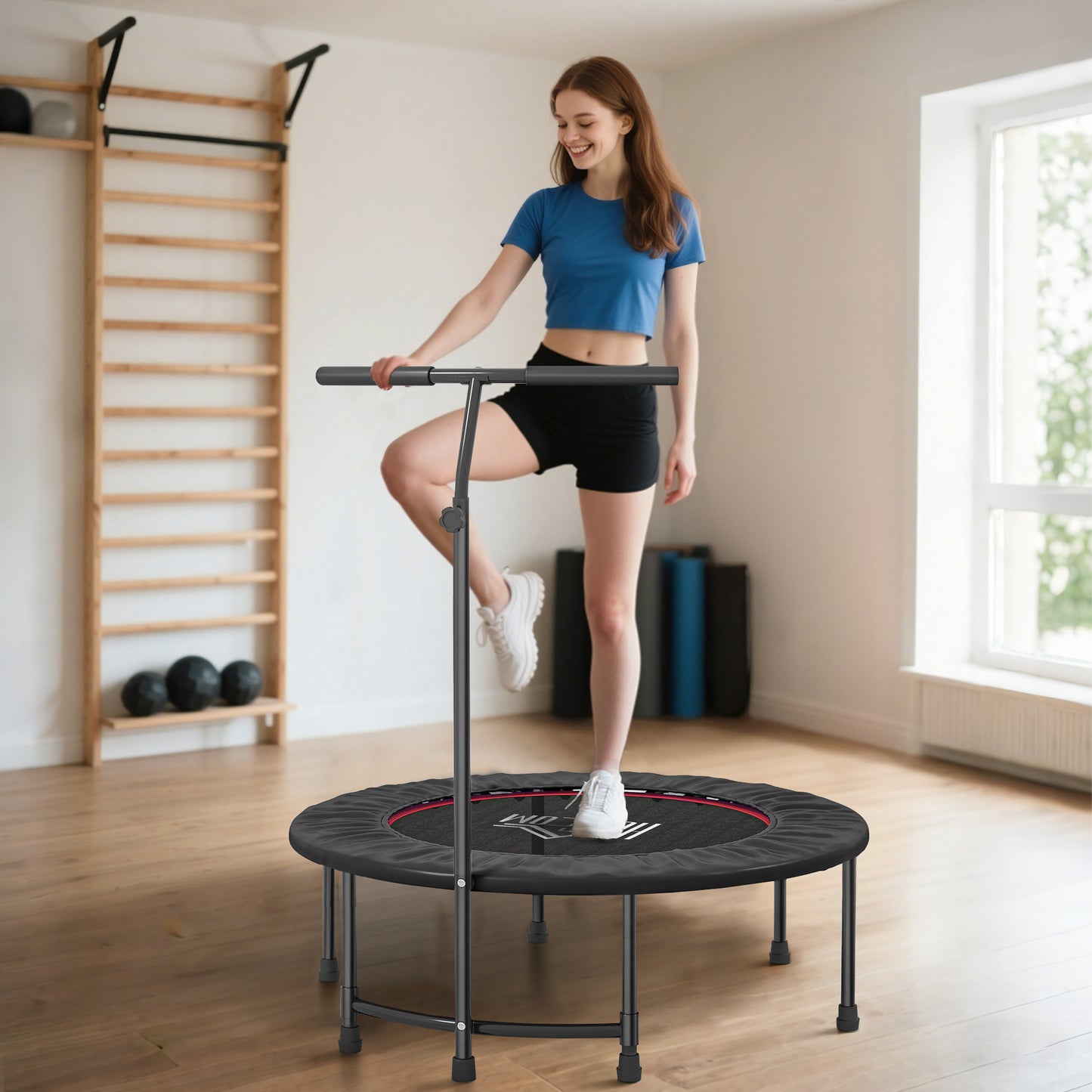 40" Trampoline Rebounder, Rebounder Trampoline, with Adjustable Handle, Orange