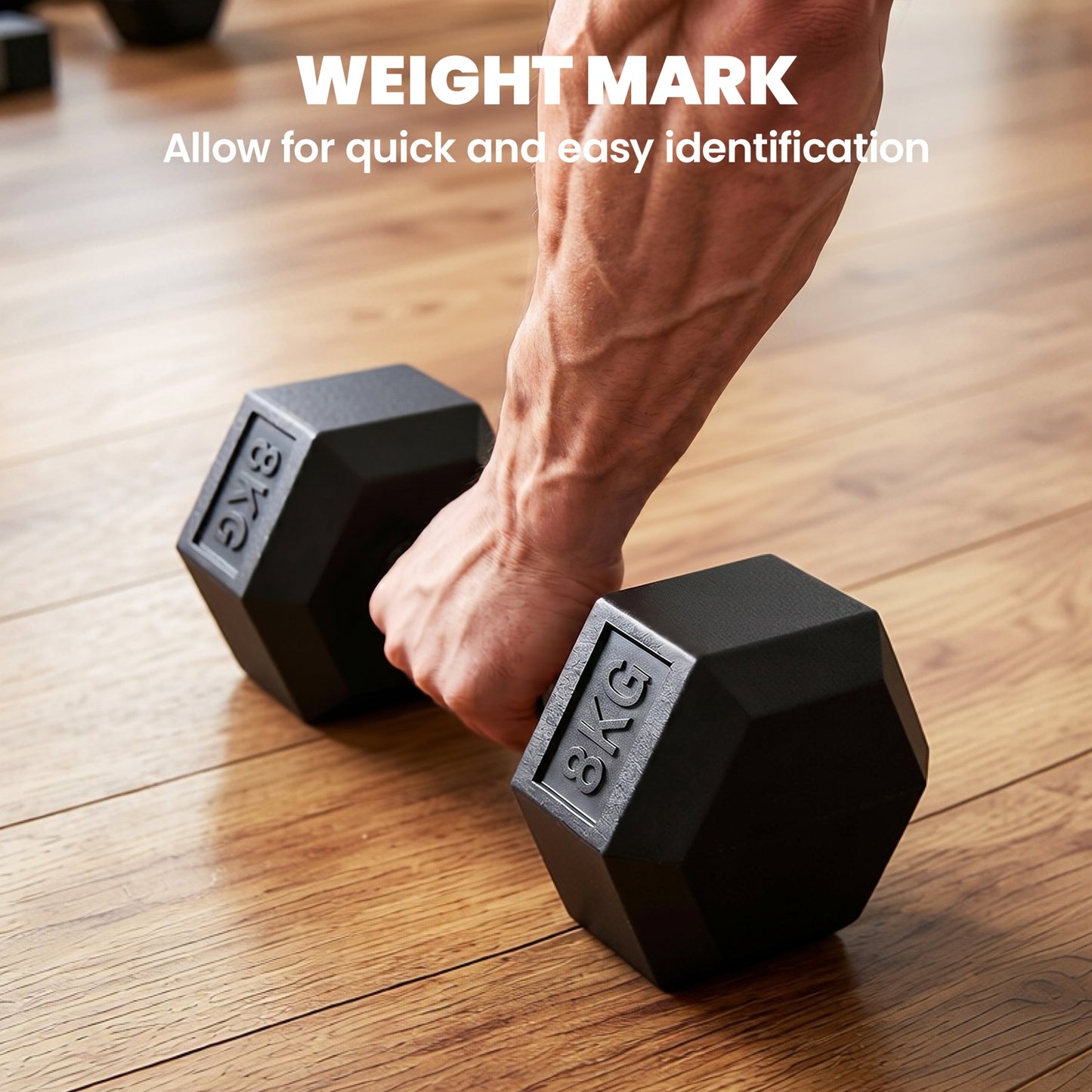 Rubber Dumbbell Sports Hex Weights Sets Home Gym Fitness Workout Exercise