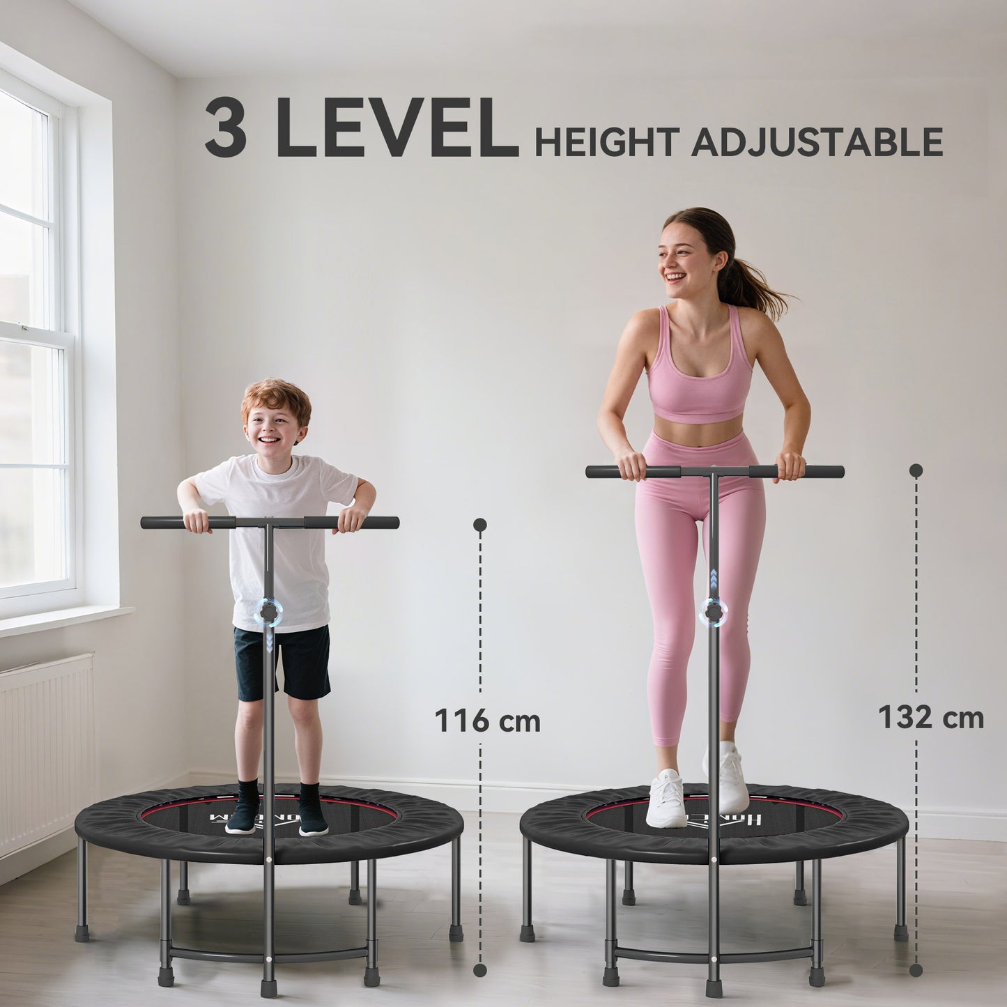40" Trampoline Rebounder, Rebounder Trampoline, with Adjustable Handle, Orange
