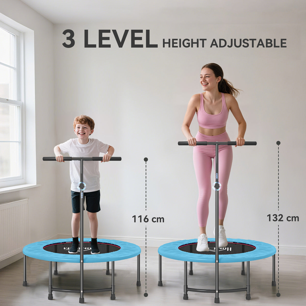 40" Trampoline Rebounder, Rebounder Trampoline, with Adjustable Handle, Orange